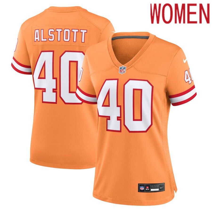 Women Tampa Bay Buccaneers 40 Mike Alstott Nike Orange Throwback Game NFL Jersey